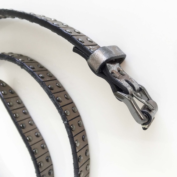 BURBERRY Metallic Studded Skinny Leather Belt - Picture 7 of 11